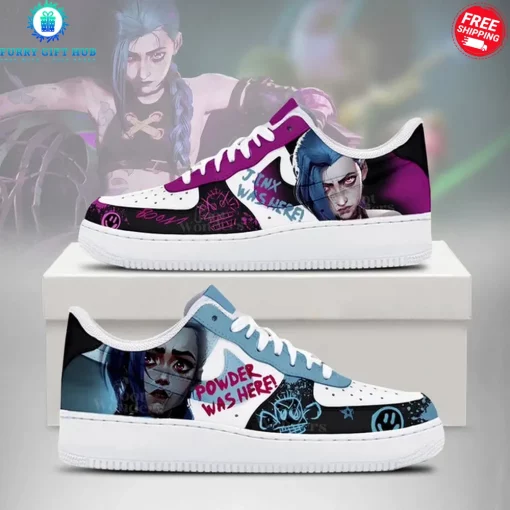 Arcane Jinx and Powder Was Here LoL Limited Air Force 1 Sneakers