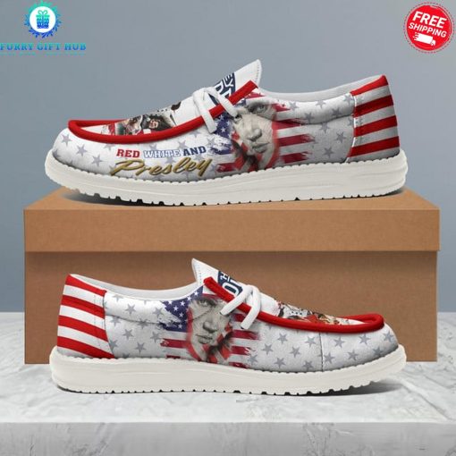 Elvis Presley Red White Blue Special Loafer Shoes