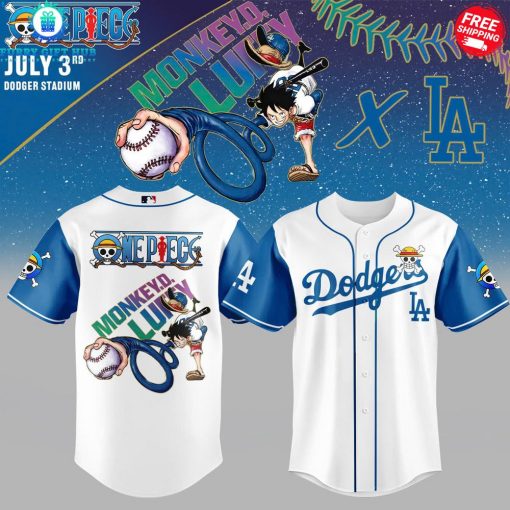 Los Angeles Dodgers x One Piece Monkey D. Luffy 2025 Special Baseball Jersey