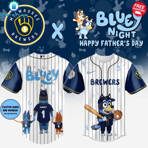 Milwaukee Brewers Bluey Night Happy Father’s Day 2025 Limited Baseball Jersey