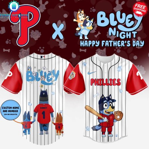 Philadelphia Phillies Bluey Night Happy Father’s Day 2025 Special Jersey