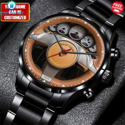 Porsche Wood Carbin Custom Name Special Stainless Steel Watch