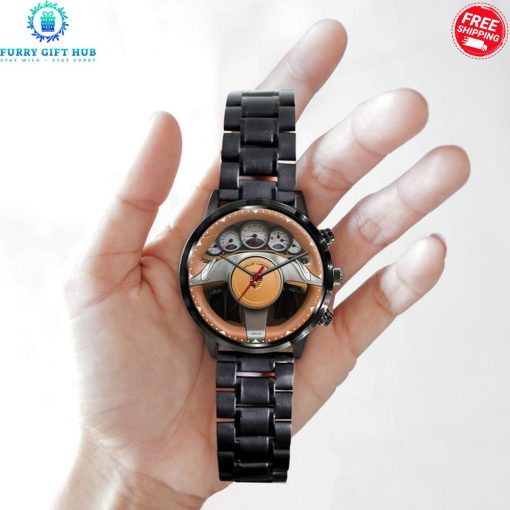 Porsche Wood Carbin Custom Name Special Stainless Steel Watch