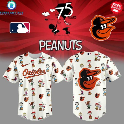 Baltimore Orioles 75th Peanuts Anniversary Special Baseball Jersey