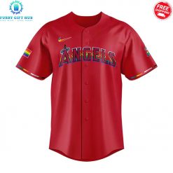 Los Angeles Angels Pride Night 2025 Special Red Baseball Jersey
