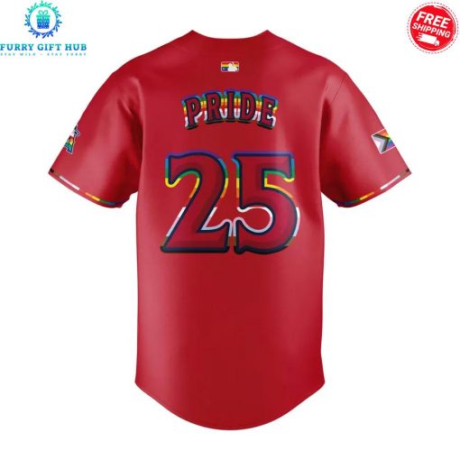 Los Angeles Angels Pride Night 2025 Special Red Baseball Jersey